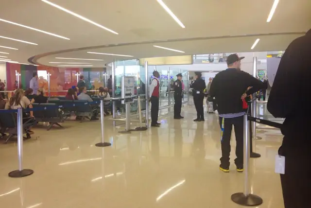 ABC reporter AJ Ross at Newark Airport